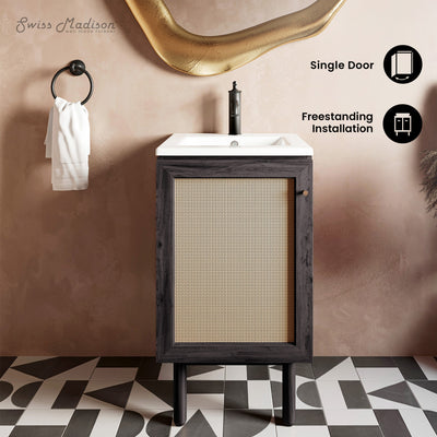 Classe 18" Freestanding Bathroom Vanity in Black Oak with Sink Top