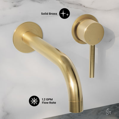 Ivy Single-Handle Wall Mount Bathroom Faucet in Brushed Gold