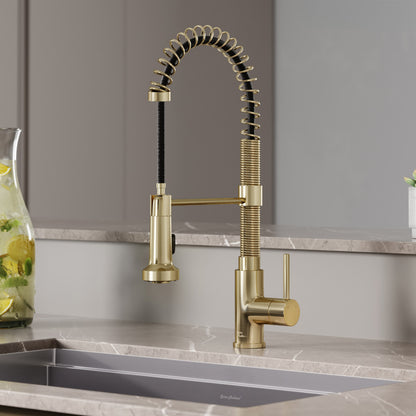 Nouvet Single Handle, Pull-Down Kitchen Faucet in Brushed Gold