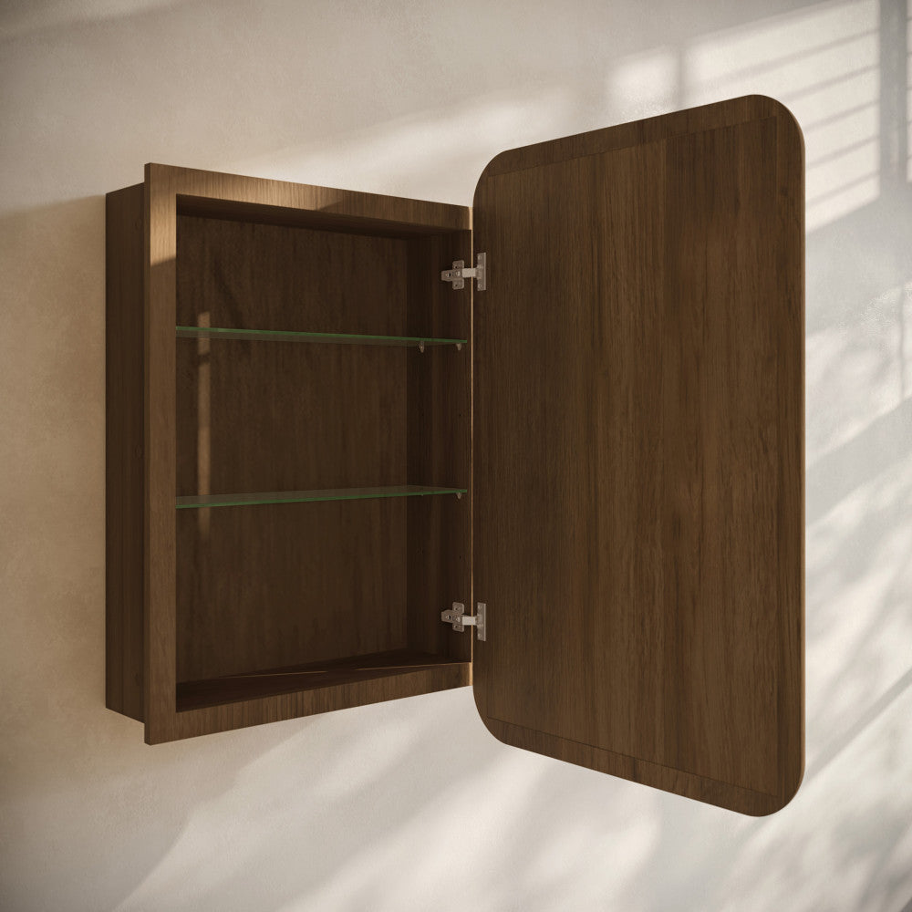 Plaisir 18 x 27 Recessed/Wall Mount Medicine Cabinet with Mirror in Brown Oak