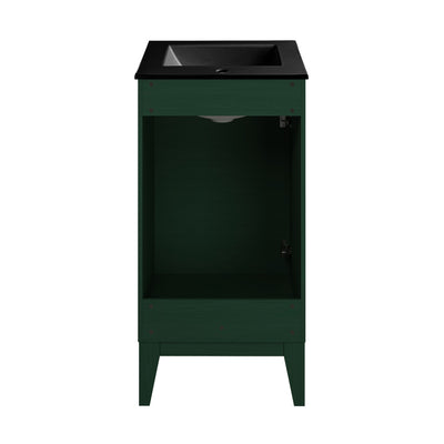 Cascade 18" Freestanding Bathroom Vanity in Green Oak with Black Sink Top