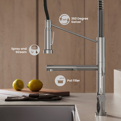 Nouvet Single Handle, Pull-Down Kitchen Faucet with Pot Filler in Chrome
