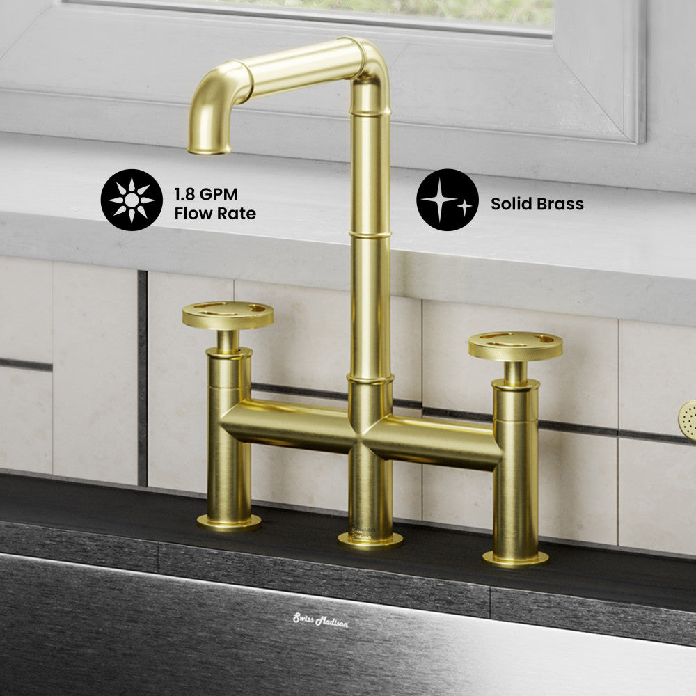 Avallon Pro Widespread Kitchen Faucet with Side Sprayer in Brushed Gold