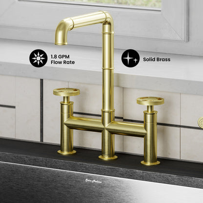 Avallon Pro Widespread Kitchen Faucet with Side Sprayer in Brushed Gold
