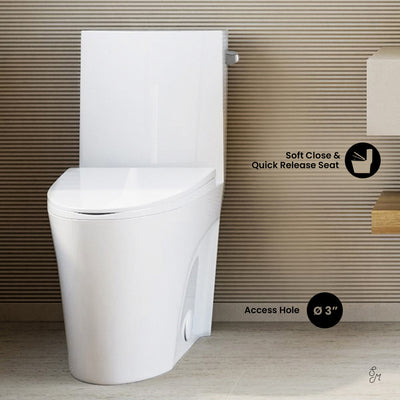 St. Tropez One-Piece 14" Rough-in 1.28 GPF Right-Hand Vortex Flush Elongated Toilet in Glossy White