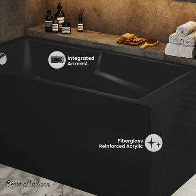 Claire 60 x 32 Left Drain Soaking Alcove Corner Apron Bathtub in Matte Black
