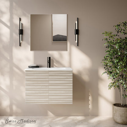 Cascade 30" Wall-Mounted Bathroom Vanity in White Oak with Sink Top