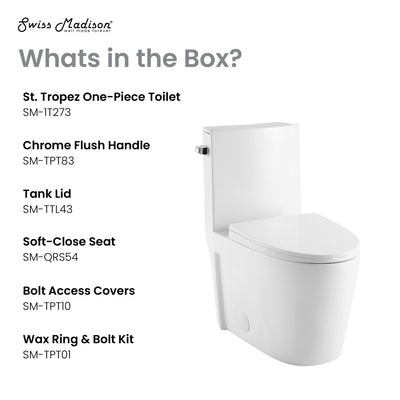 St. Tropez One-Piece 10" Rough-in 1.28 GPF Left Flush Elongated Toilet in Glossy White