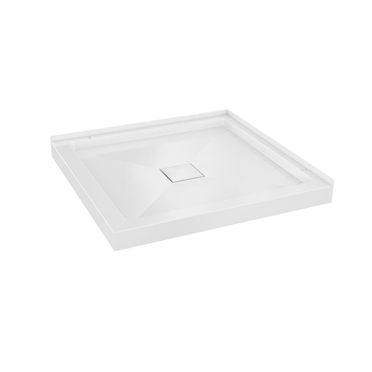 Carlton Marquette 34 x 34 Shower Pan Base with Center Drain in Glossy White