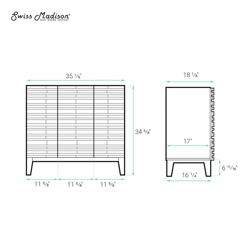 Cascade 36" Freestanding Bathroom Vanity Cabinet without Top in Green Oak