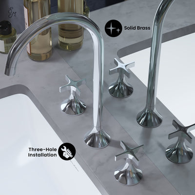 Daxton 8 in. Widespread, Cross Handle, Bathroom Faucet in Chrome