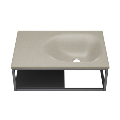 Lisse 24" Rectangle Concrete Wall-Mount Bathroom Sink in Taupe with Matte Black Frame