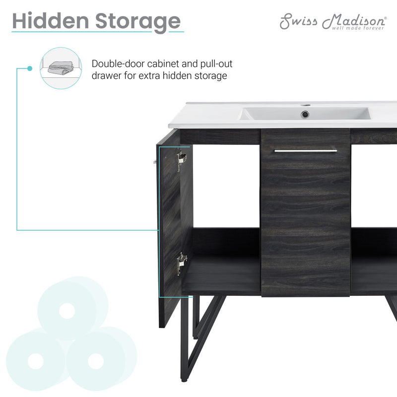 Annecy 36" Freestanding Bathroom Vanity in Black Walnut with Sink Top