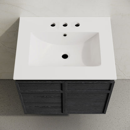 St. Tropez 24" Wall-Mounted Bathroom Vanity in Black Oak with 3-Hole Widespread Sink Top
