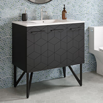 Annecy 36" Freestanding Bathroom Vanity in Phantom Black with Sink Top