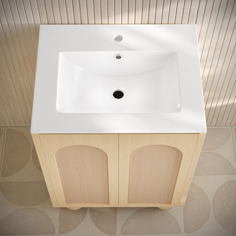 Porte 24" Freestanding Bathroom Vanity in Natural Oak with Sink Top
