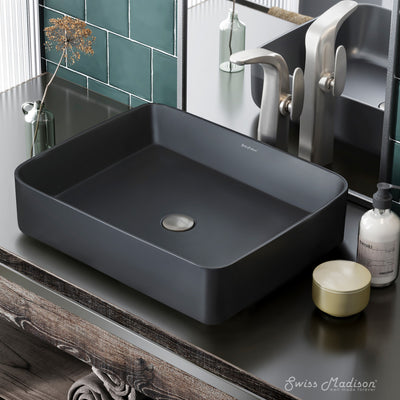 Concorde Rectangle Ceramic Vessel Sink, Matte Black