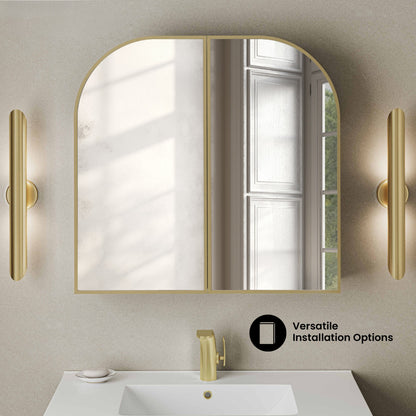 Porte 32 x 31 Arched Recessed/Wall Mount Medicine Cabinet with Mirror in Gold