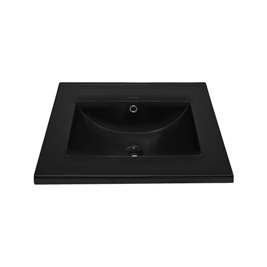18" Zero Hole Vanity Sink Top in Matte Black