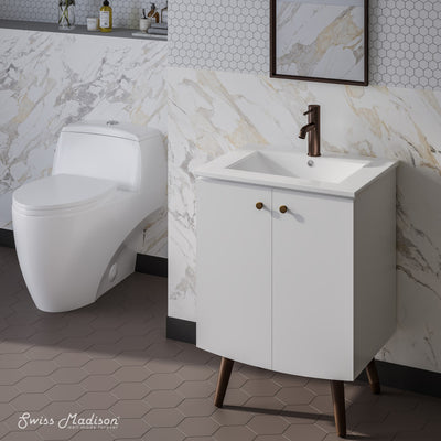 Manoir 24" Freestanding Bathroom Vanity in White with Sink Top