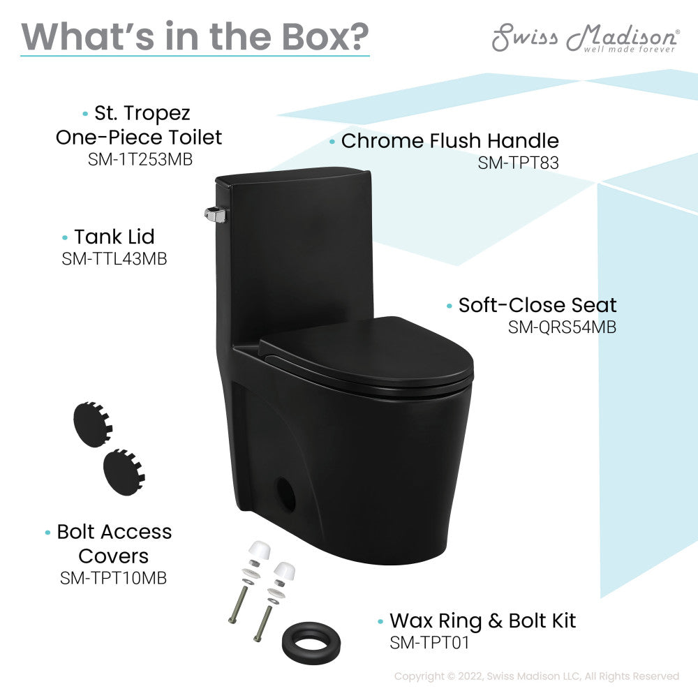 St. Tropez One-Piece Elongated Toilet Left Side Vortex Flush