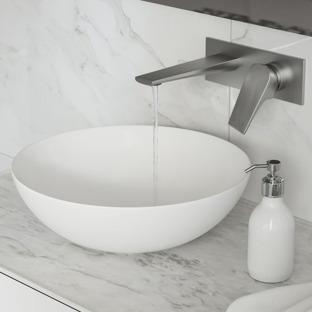 Monaco Single-Handle, Wall-Mount, Bathroom Faucet in Brushed Nickel