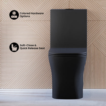 Concorde One Piece Square Toilet Dual Flush in Matte Black, Black Hardware 1.1/1.6 gpf