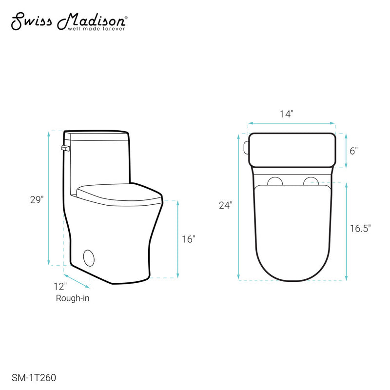 Sublime II One-Piece 12" Rough-in 1.28 GPF Left Flush Round Compact Toilet in Glossy White