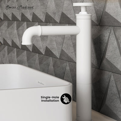 Avallon Single Hole, Single-Handle Wheel, High Arc Bathroom Faucet in Matte White