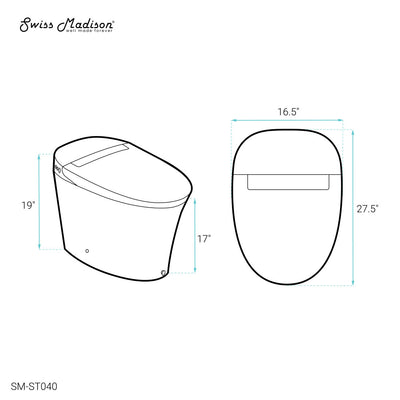 Hugo Smart Tankless Elongated Toilet, Touchless Vortex™ Dual-Flush 1.1/1.6 gpf