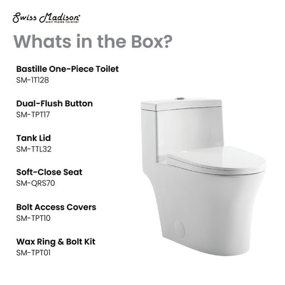 Bastille One-Piece Elongated Toilet Vortex Dual-Flush 1.1/1.6 gpf