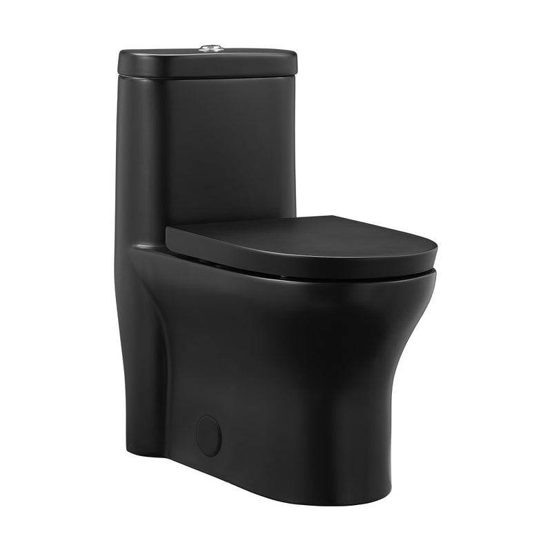 Dual flush WC one piece ceramic black toilet bowl