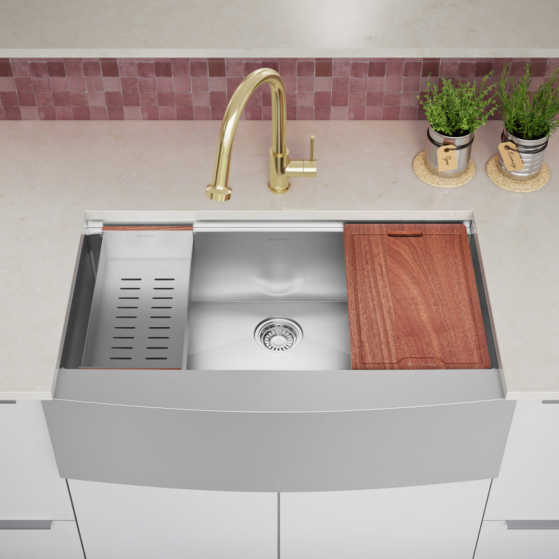 Rivage 36 x 22 Single Basin Apron Kitchen Workstation Sink