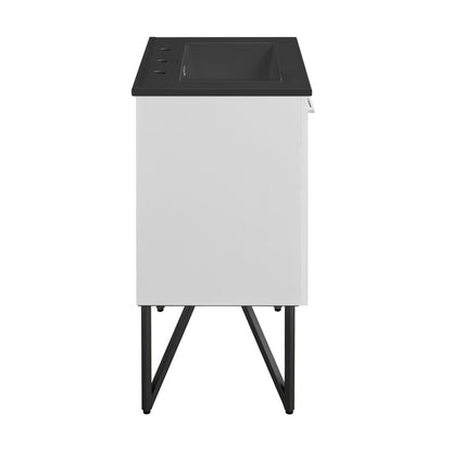 Annecy 24 in. White Bathroom Vanity With Black, 3-Hole Ceramic Sink Top