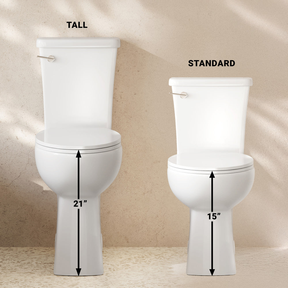 Classe Extra Tall Two-Piece 12" Rough-in 1.28 GPF Elongated Toilet – 21" Bowl Height – Glossy White