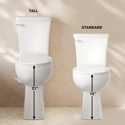 Classe Extra Tall Two-Piece 12" Rough-in 1.28 GPF Elongated Toilet – 21" Bowl Height – Glossy White
