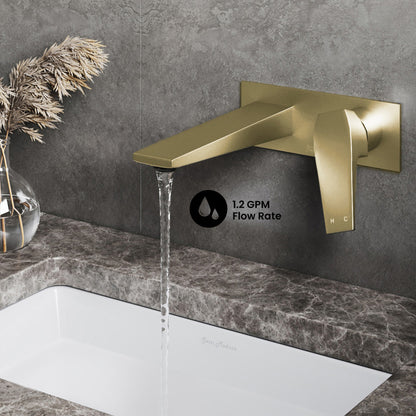 Voltaire Single-Handle, Wall-Mount, Bathroom Faucet in Brushed Gold