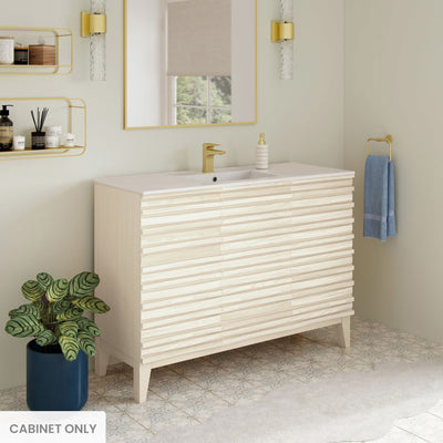 Cascade 48" Freestanding Bathroom Vanity Cabinet without Top in White Oak