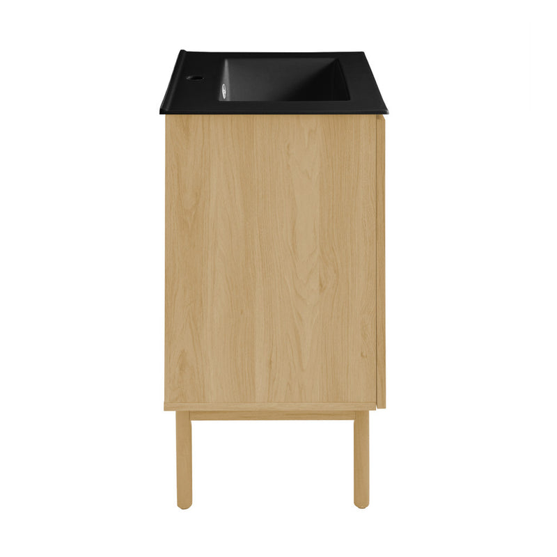Classe 24" Freestanding Bathroom Vanity in Natural Oak with Black Sink Top