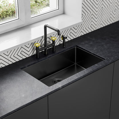 Avallon Pro Kitchen Faucet in Matte Black & Yellow
