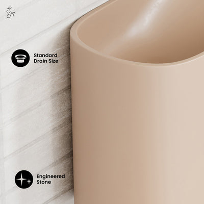 Terre 18" Right Side Faucet Wall-Mount Bathroom Sink in Pastel Peach