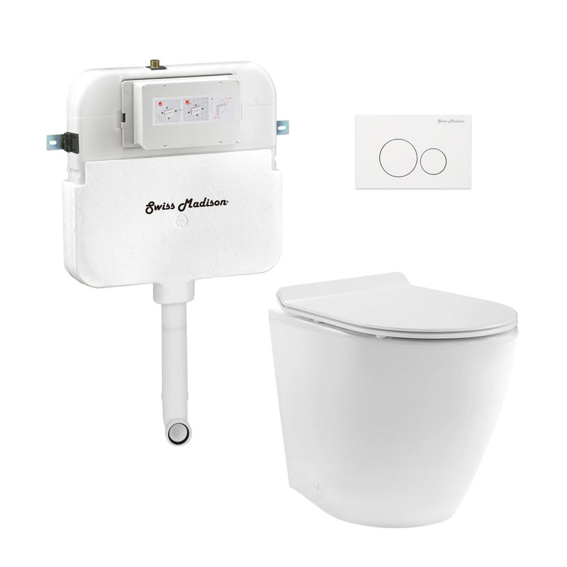 St. Tropez Back-to-Wall Toilet Bundle 0.8/1.6 GPF Dual Flush in Glossy White with White Flush Plate