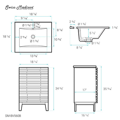 Cascade 18" Bathroom Vanity in Black