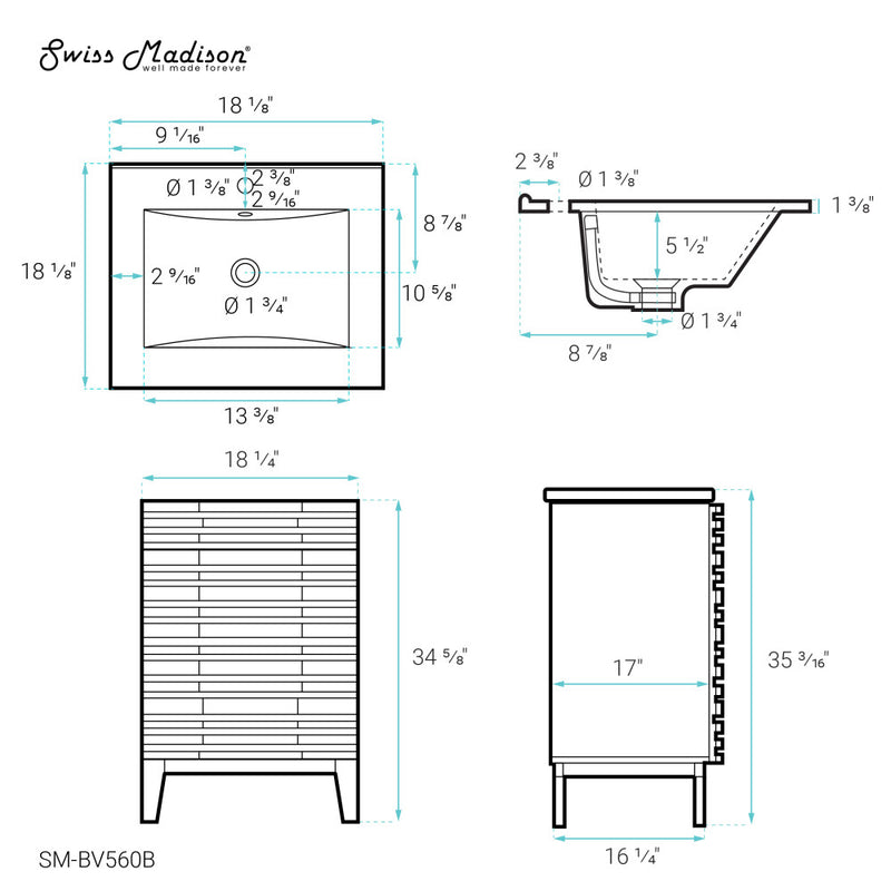 Cascade 18" Bathroom Vanity in Black