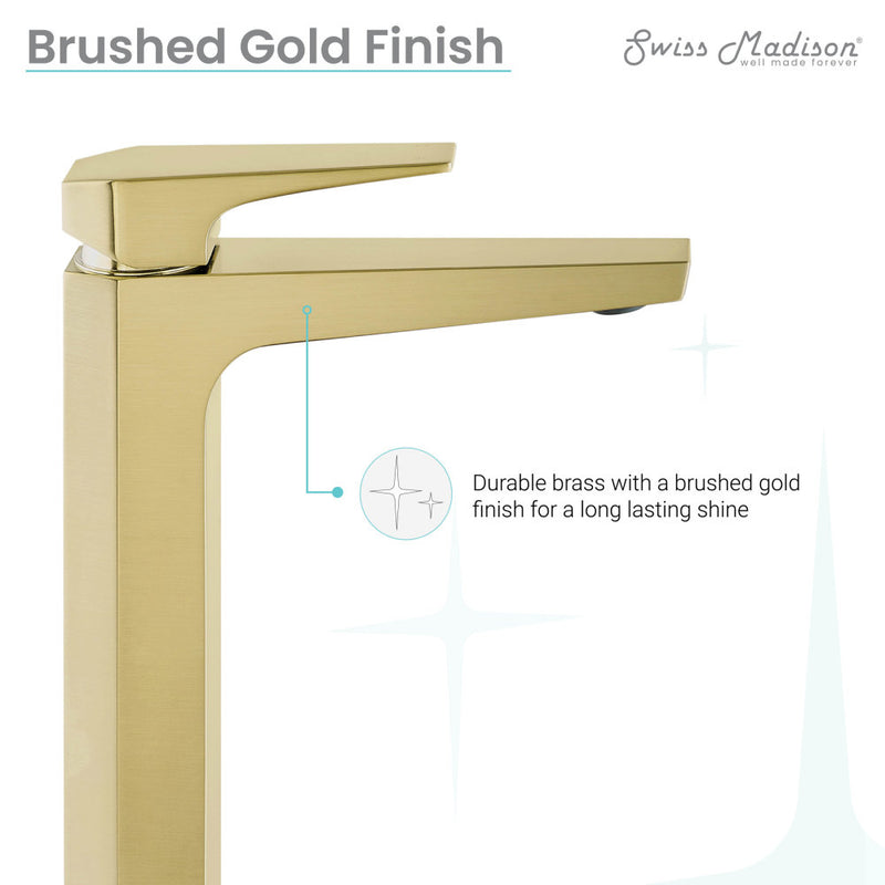 Voltaire Single Hole, Single-Handle, High Arc Bathroom Faucet in Brushed Gold