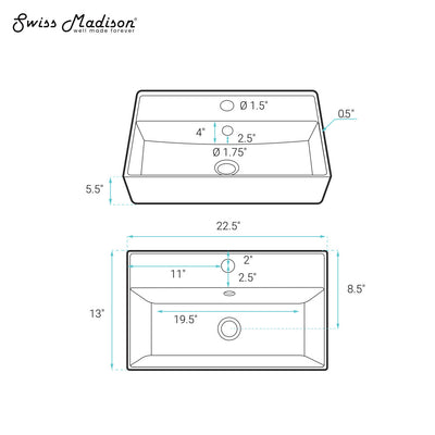 Claire 22" Rectangle Wall-Mount Bathroom Sink