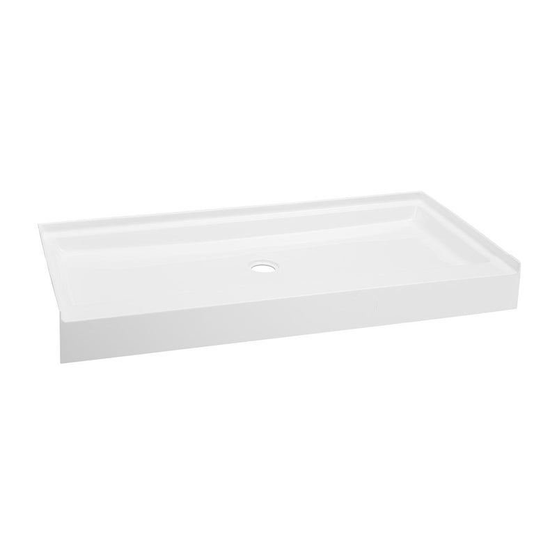 Voltaire 60" x 32" Acrylic White, Single-Threshold, Center Drain, Shower Base