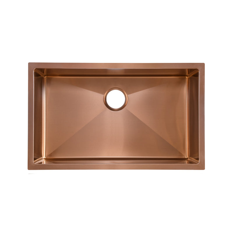 Rivage 30 x 18 Stainless Steel, Single Basin, Undermount Kitchen Sink, Rose Gold