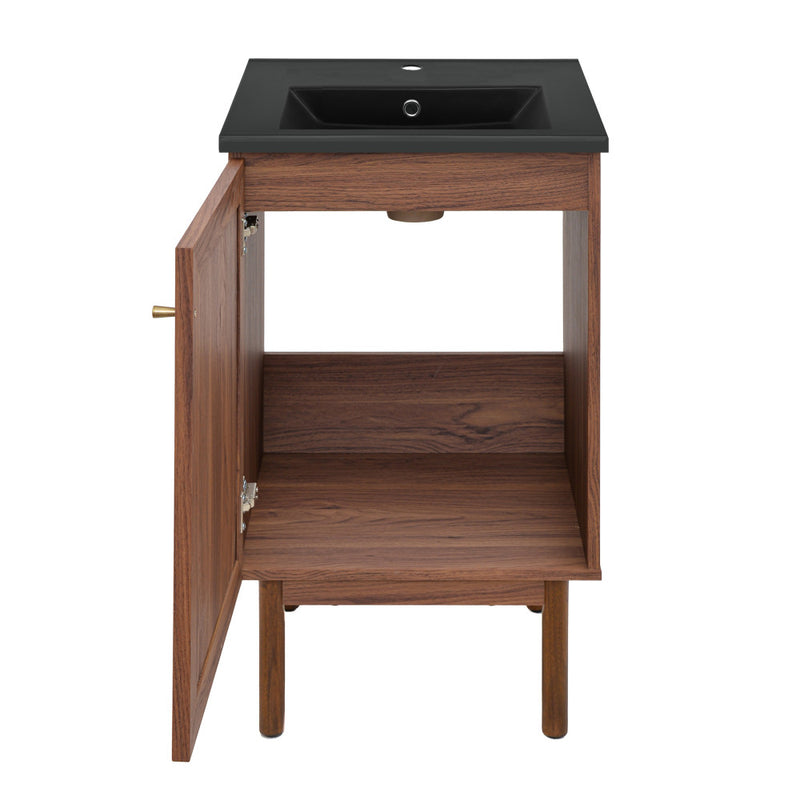 Classe 18" Freestanding Bathroom Vanity in Brown Oak with Black Sink Top