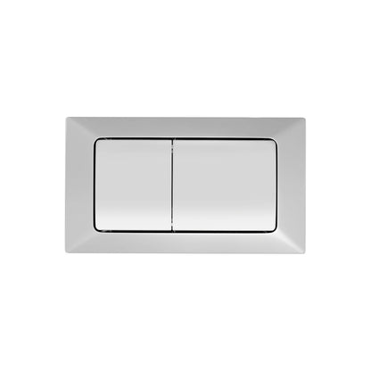 Flush button panel in white, dual flush design with two rectangular buttons and a glossy finish.